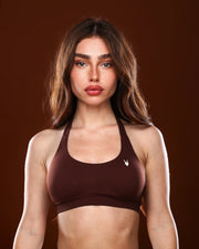 טופ ספורט מחטב AURA CHOCOLATE בגוון חום שוקולד – בד SEAMLESS, Inner Dragon