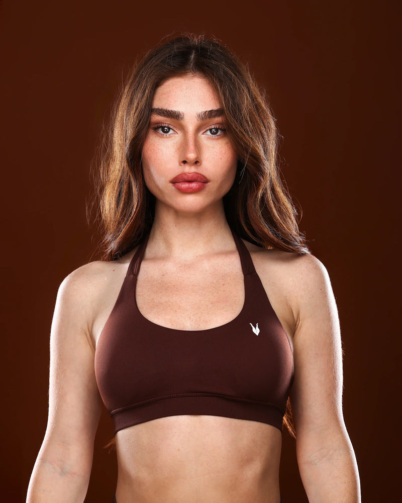 טופ ספורט מחטב AURA CHOCOLATE בגוון חום שוקולד – בד SEAMLESS, Inner Dragon