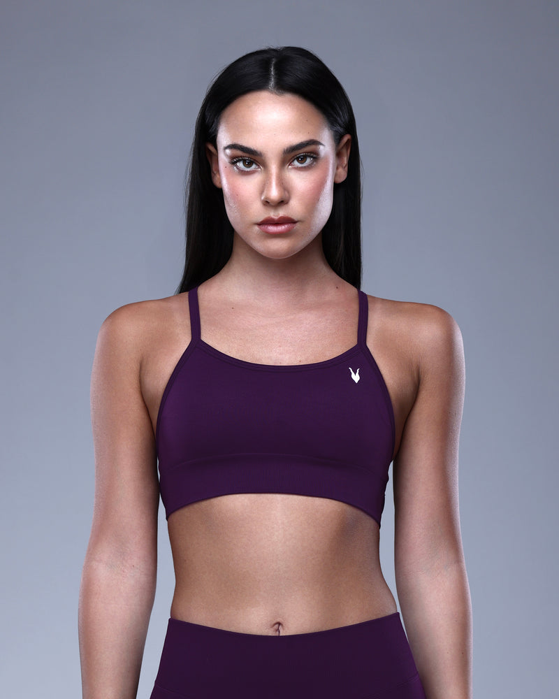 טופ ספורט NOVA VIOLET בצבע סגול – גב מוצלב X-Back, בד SEAMLESS מחטב, Inner Dragon