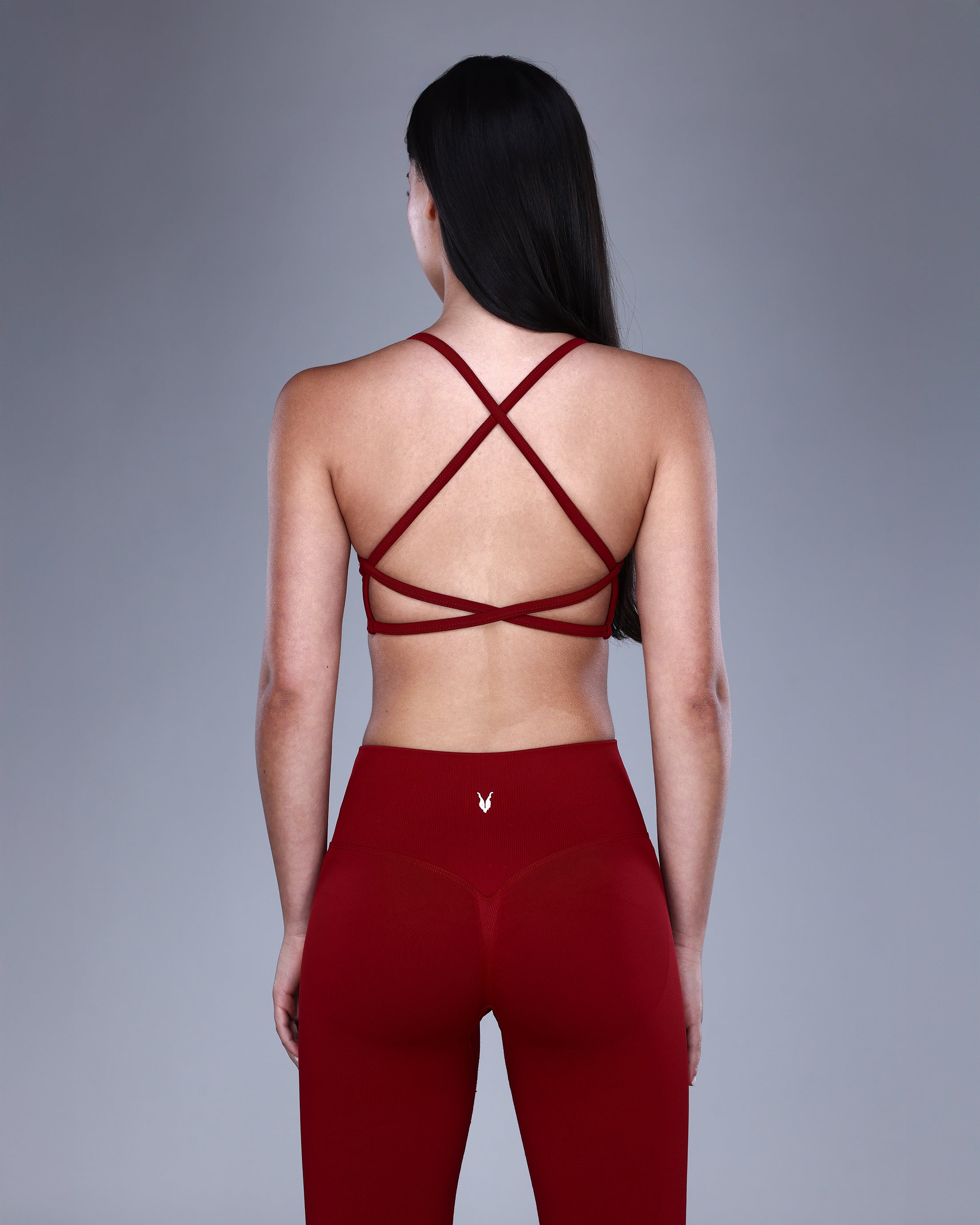 טופ NOVA WINE אדום יין לנשים – גב מוצלב, בד נמתח SEAMLESS, אינר דרגון